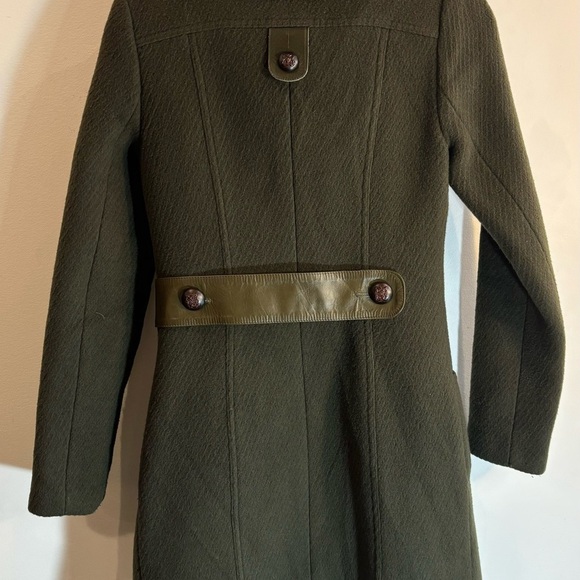 MACKAGE Sx XS Coat Oversized Military Vibes Rounded Hem Wool Blend Lined Leather - Picture 5 of 15